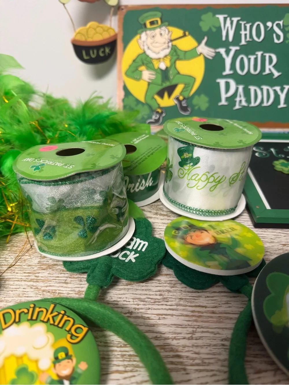 St. Patrick's Day Party Supplies Bundle - Green Headbands & Decor